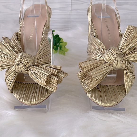 Loeffler Randall “Camellia” Gold Pleated Bow Heel - Picture 7 of 11